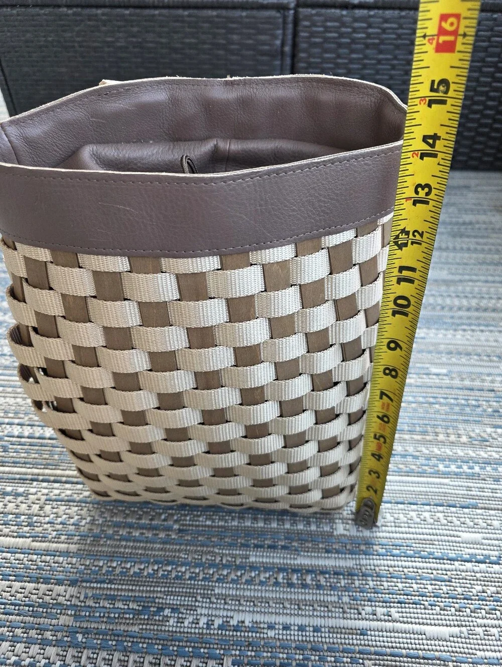 Longaberger To Go Basket Backpack Woven Wood & Nylon Adjustable Straps 2007